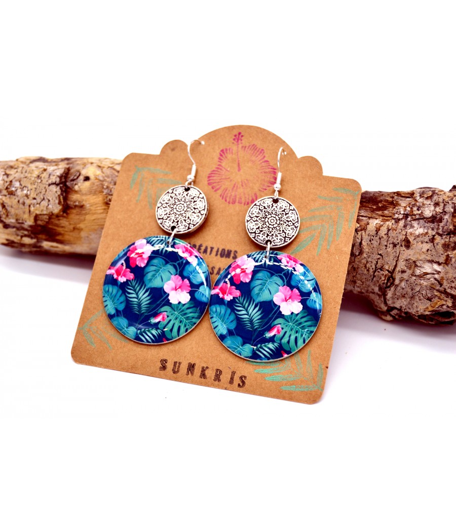 Boucles d'oreilles hibiscus