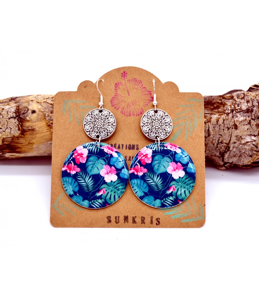 Boucles d'oreilles fleurs tropicales