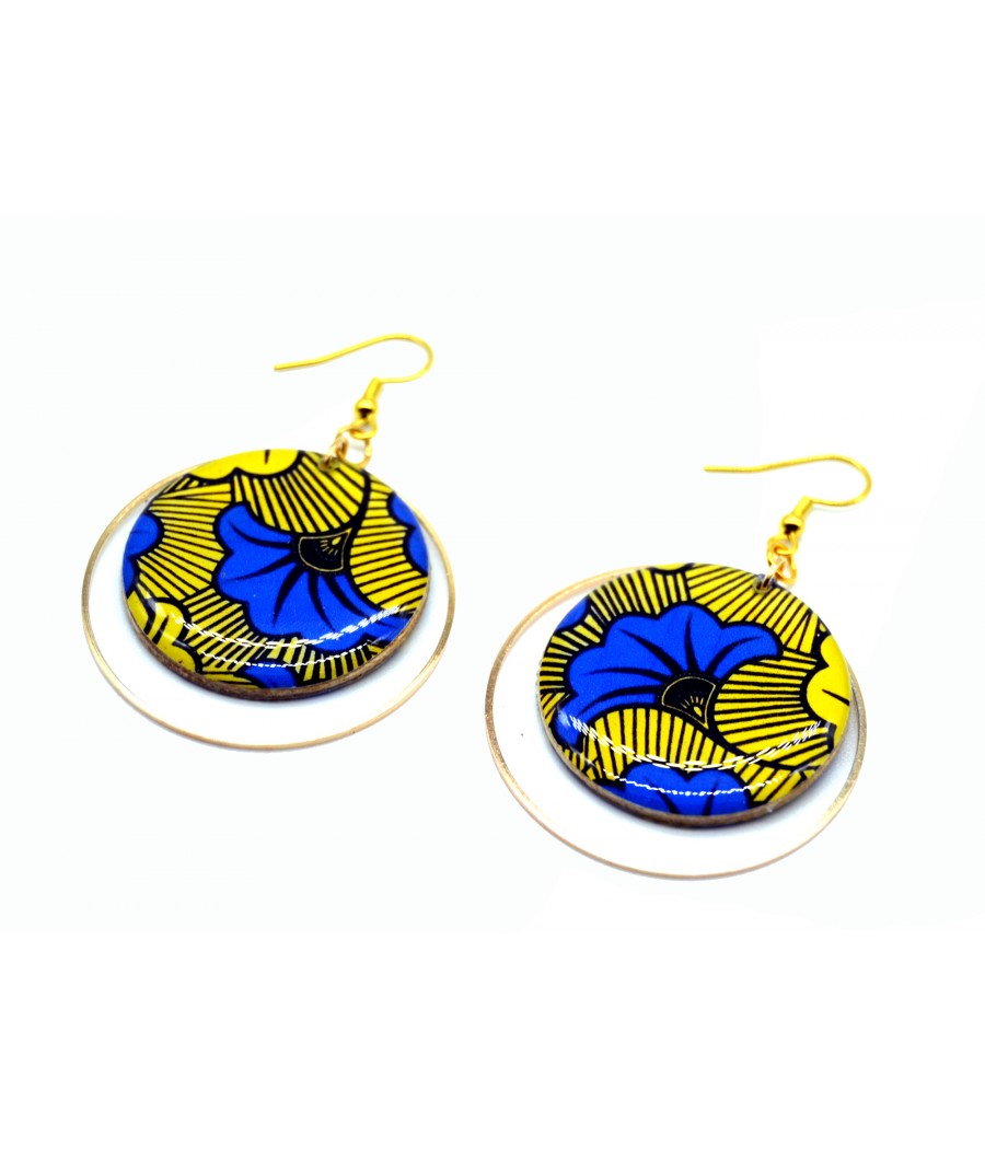 Boucles d'oreilles jaune bleu