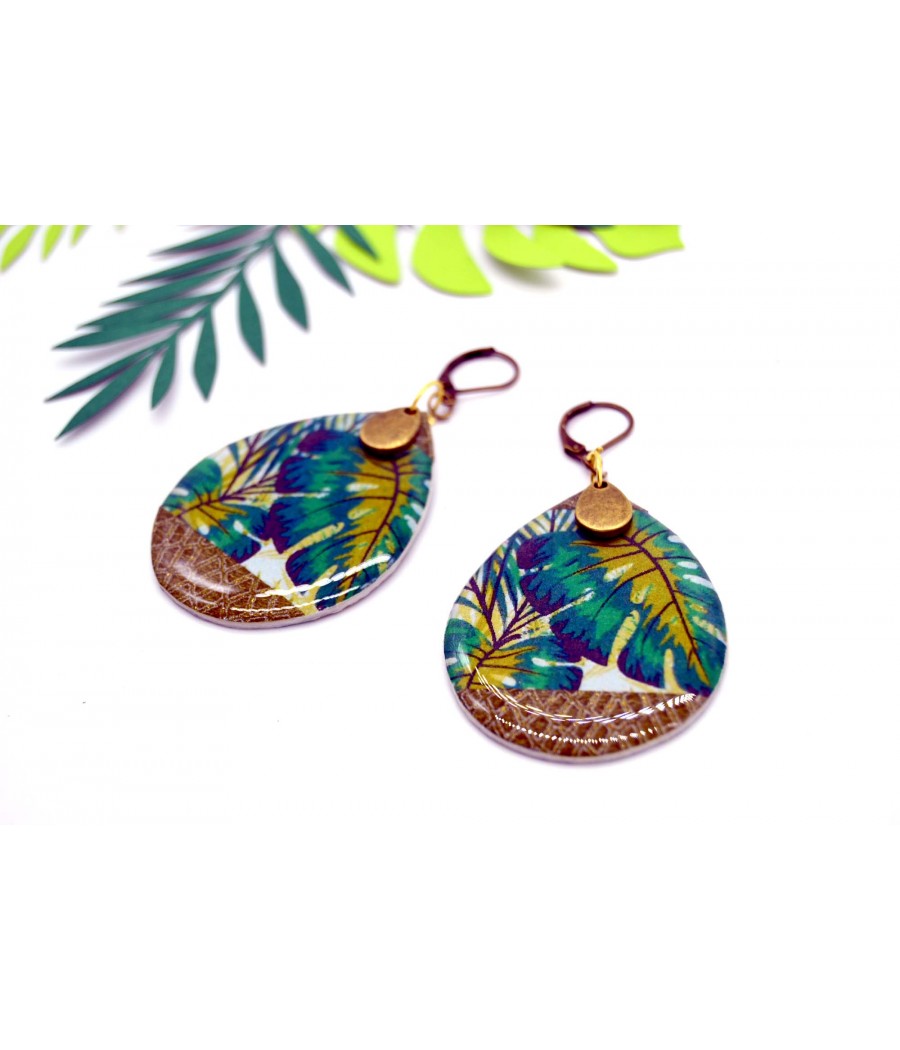 Boucles d'oreilles plante tropicale