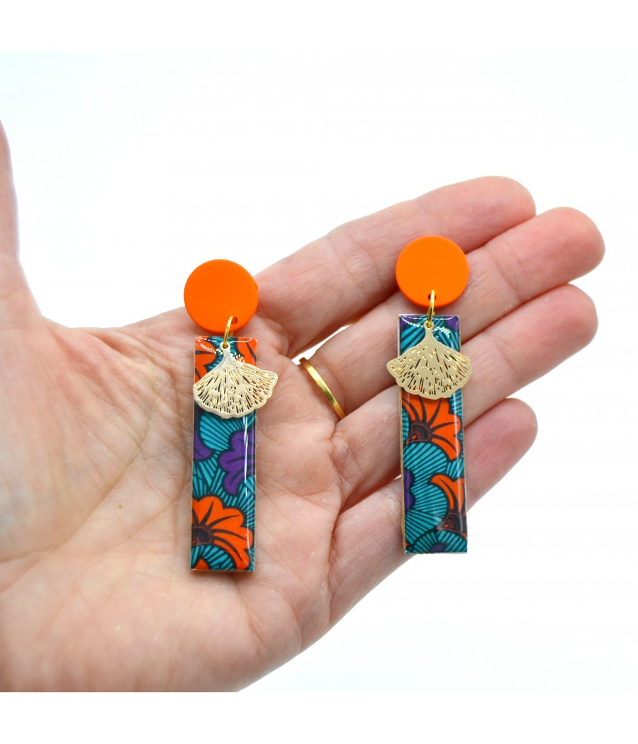 Boucles d'oreilles orange et bleu