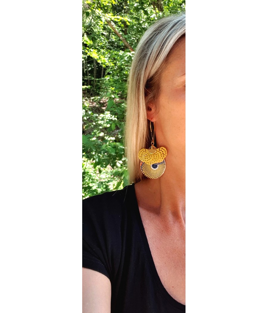 Boucles d'oreilles éventails jaune