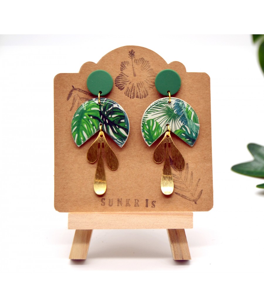 Boucles d'oreilles plantes tropicales