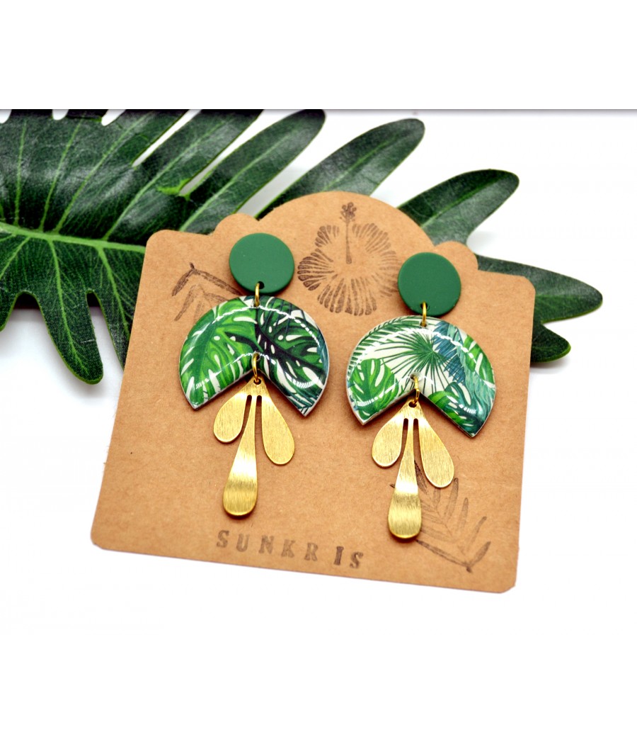 Boucles d'oreilles Monstera