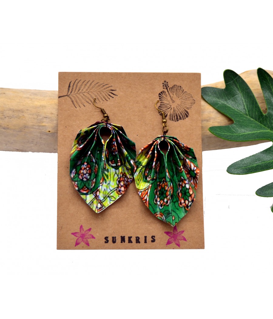 Boucles d'oreilles papier wax origami