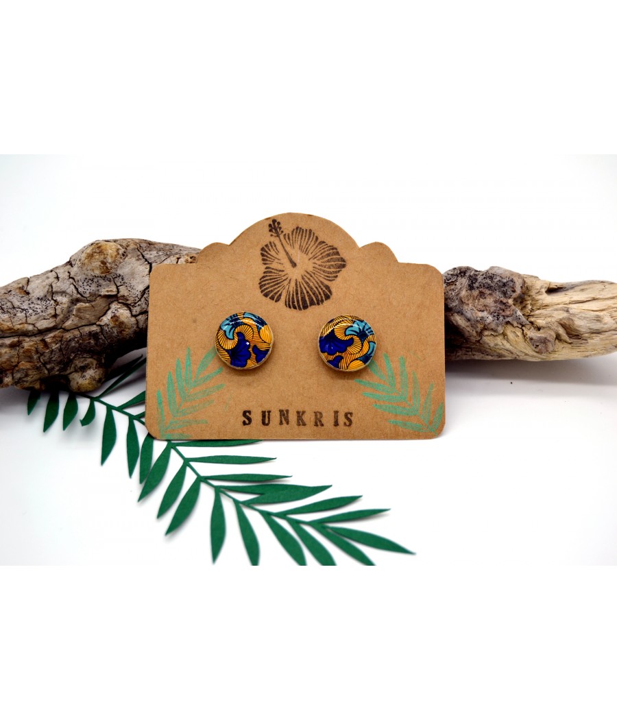 Boucles d'oreilles puces bois et wax