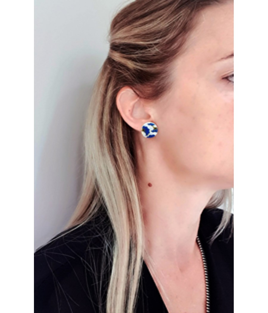 Boucles d'oreilles bleu et blanc