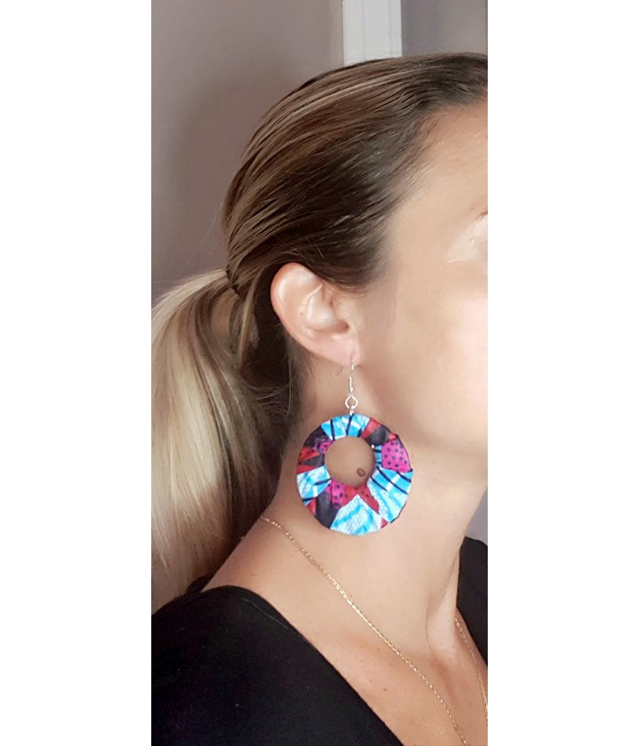 Grande boucles d'oreilles rondes en wax