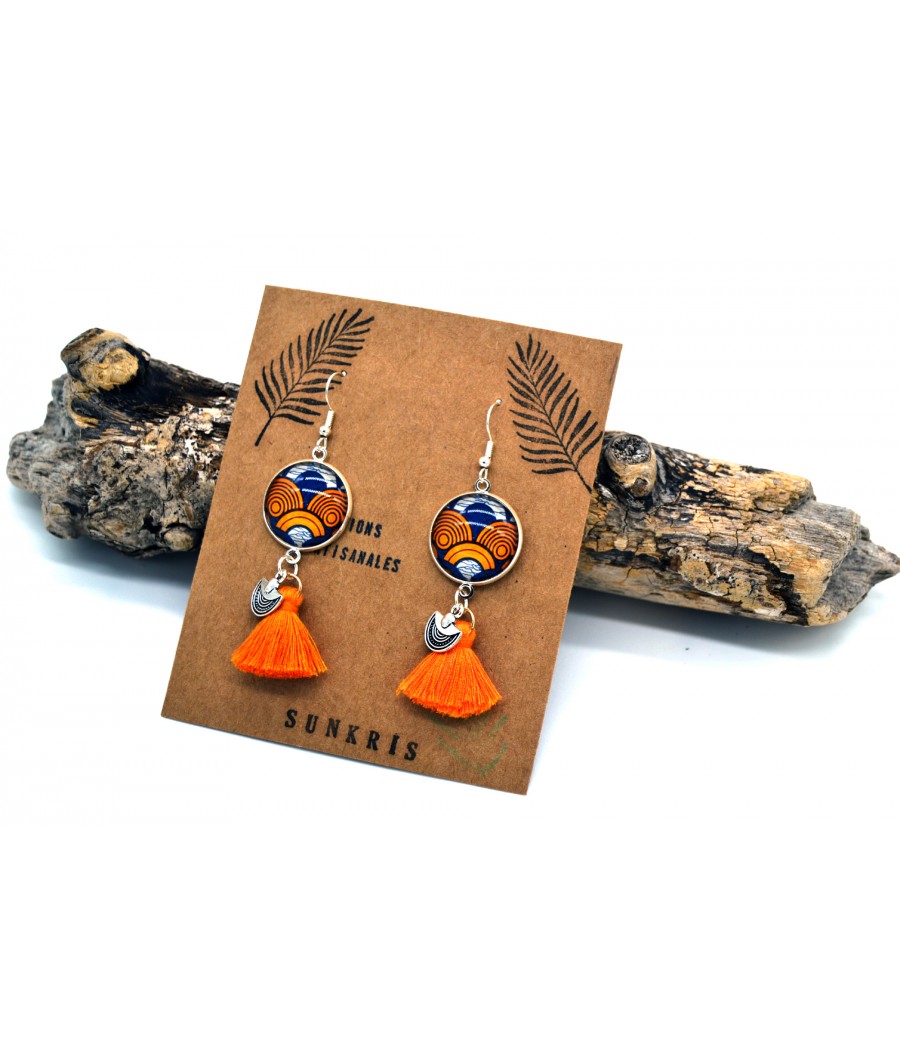 Boucles d'oreilles motifs géométrique wax