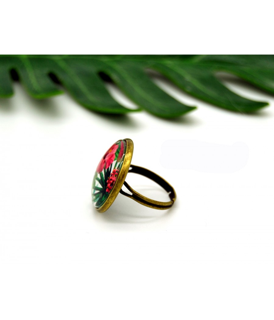 Bague coloris bronze motifs tropicaux