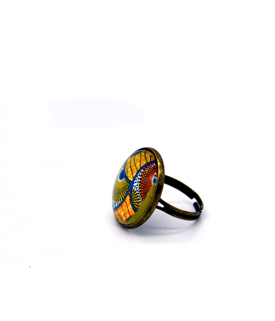 Bague ajustable en verre motif fleurs