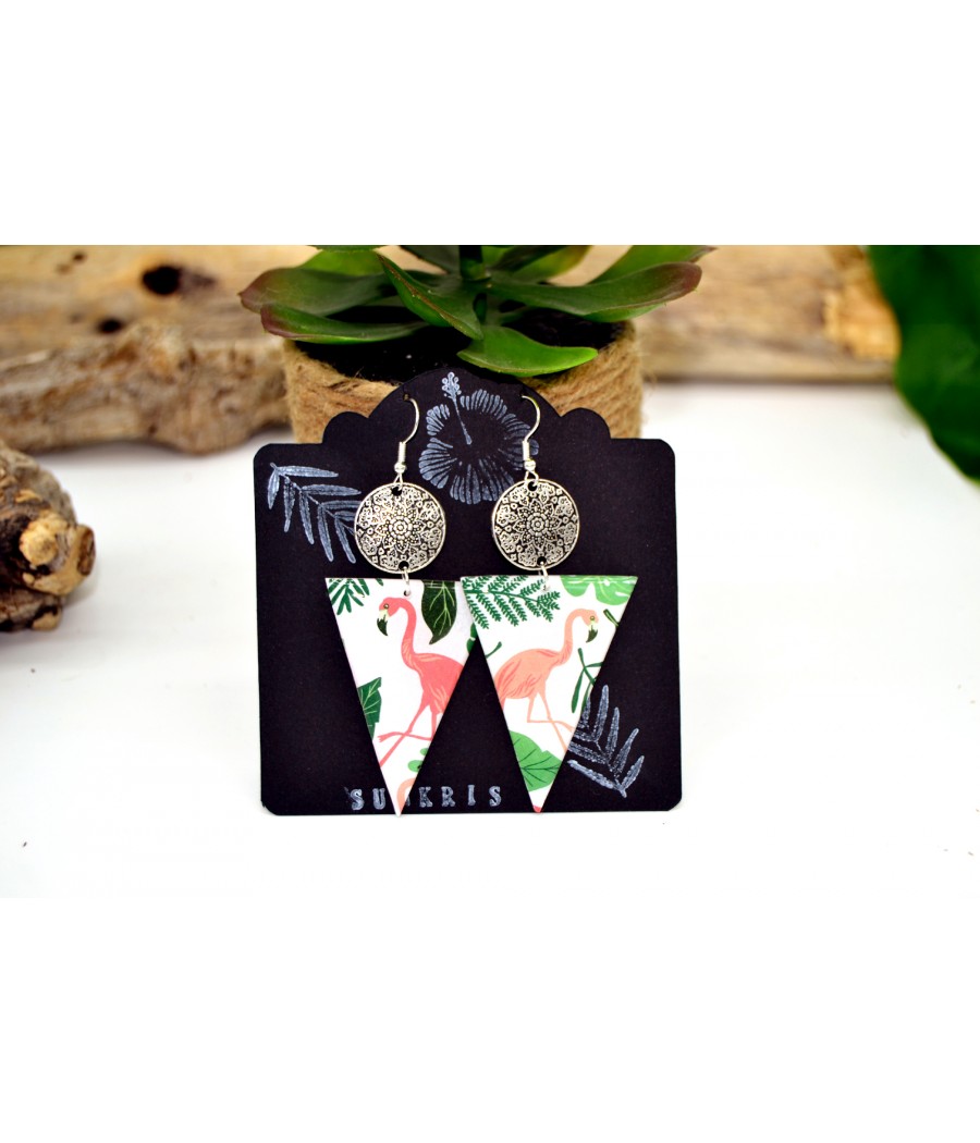 Boucles d'oreilles tropicales motifs jungle