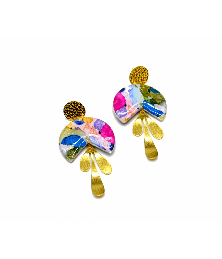 Accessoire de mode unique : Boucles d'oreilles motifs floraux