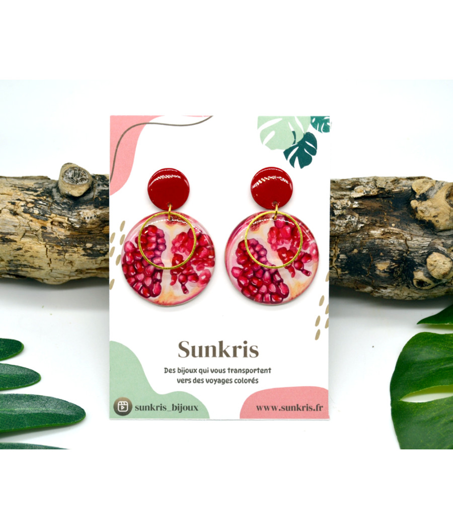 Boucles d'oreilles "Grenade Exotique"