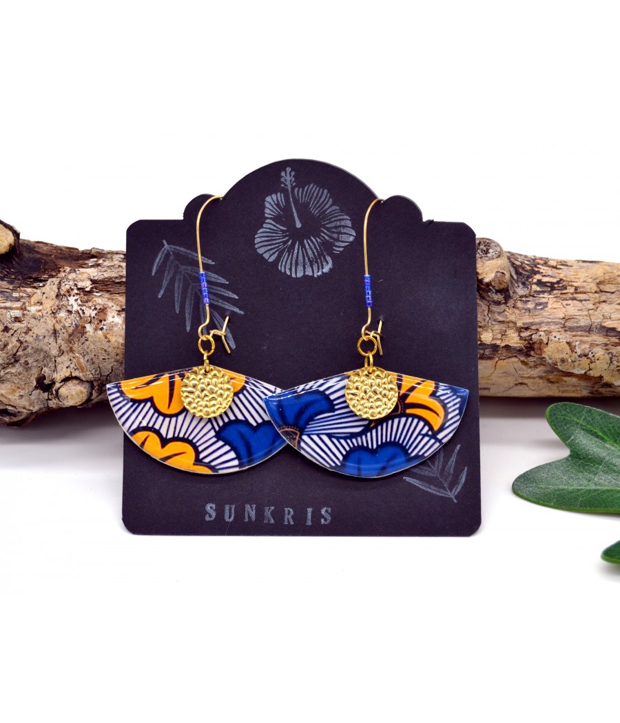 Boucles d'oreilles bleu jaune