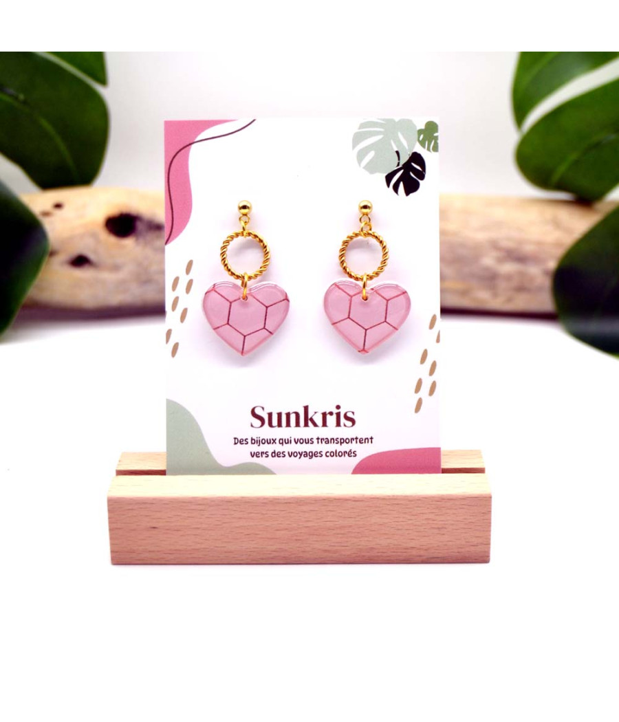 Boucles d’Oreilles Minimalistes Cœur Rose - Style Intemporel