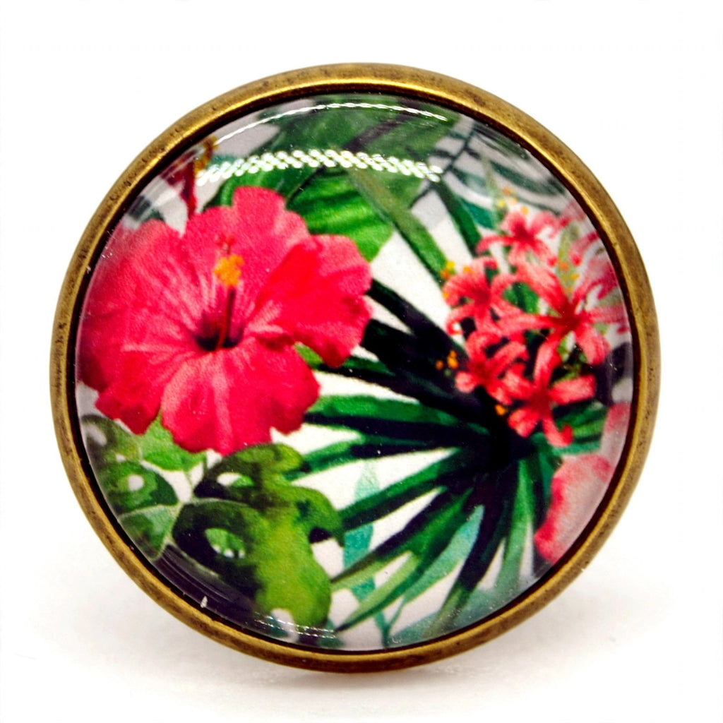 Bague Hibiscus en résine artisanale