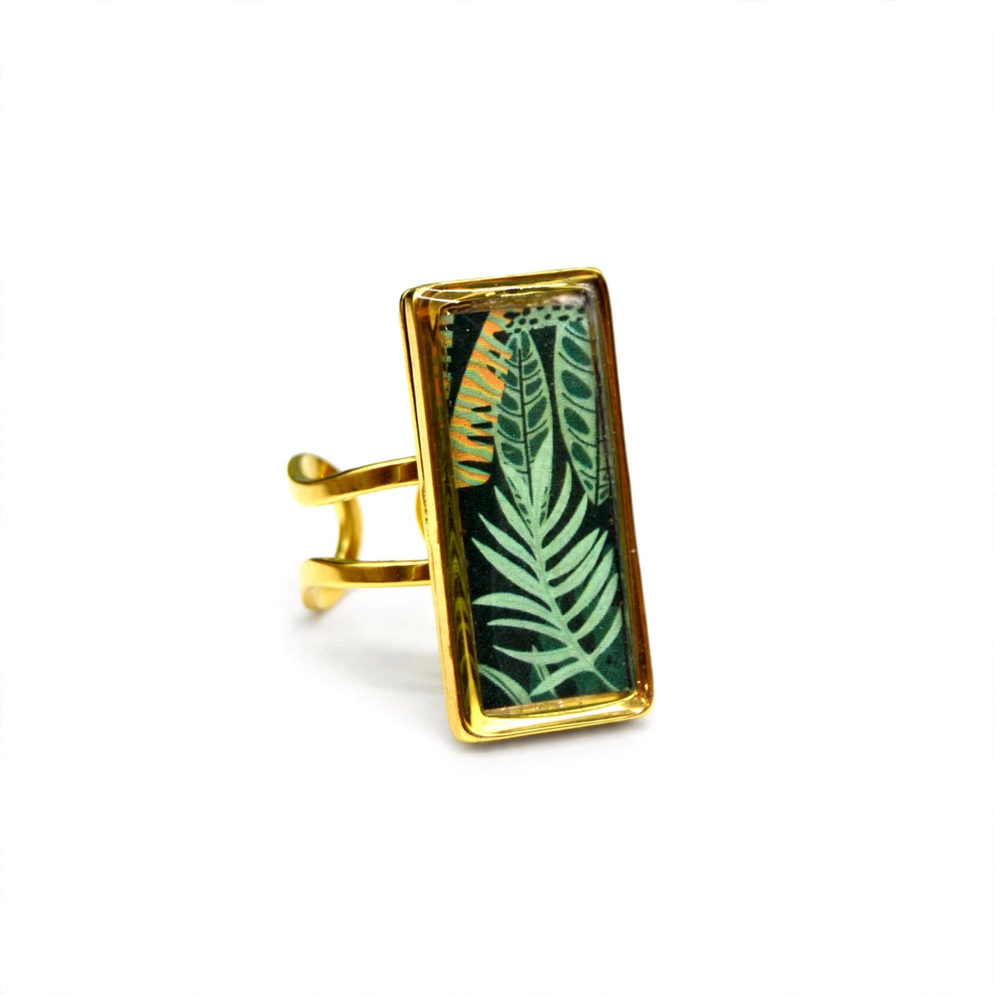 Bague rectangle Jungle dorée