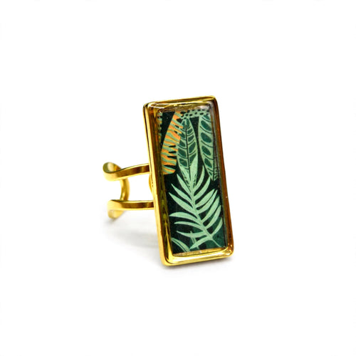 Bague rectangle Jungle dorée