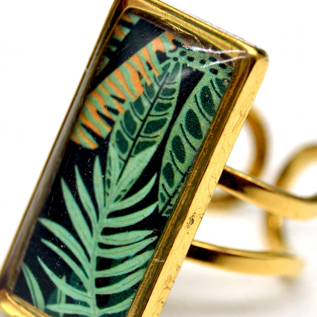 Bague rectangle Jungle dorée