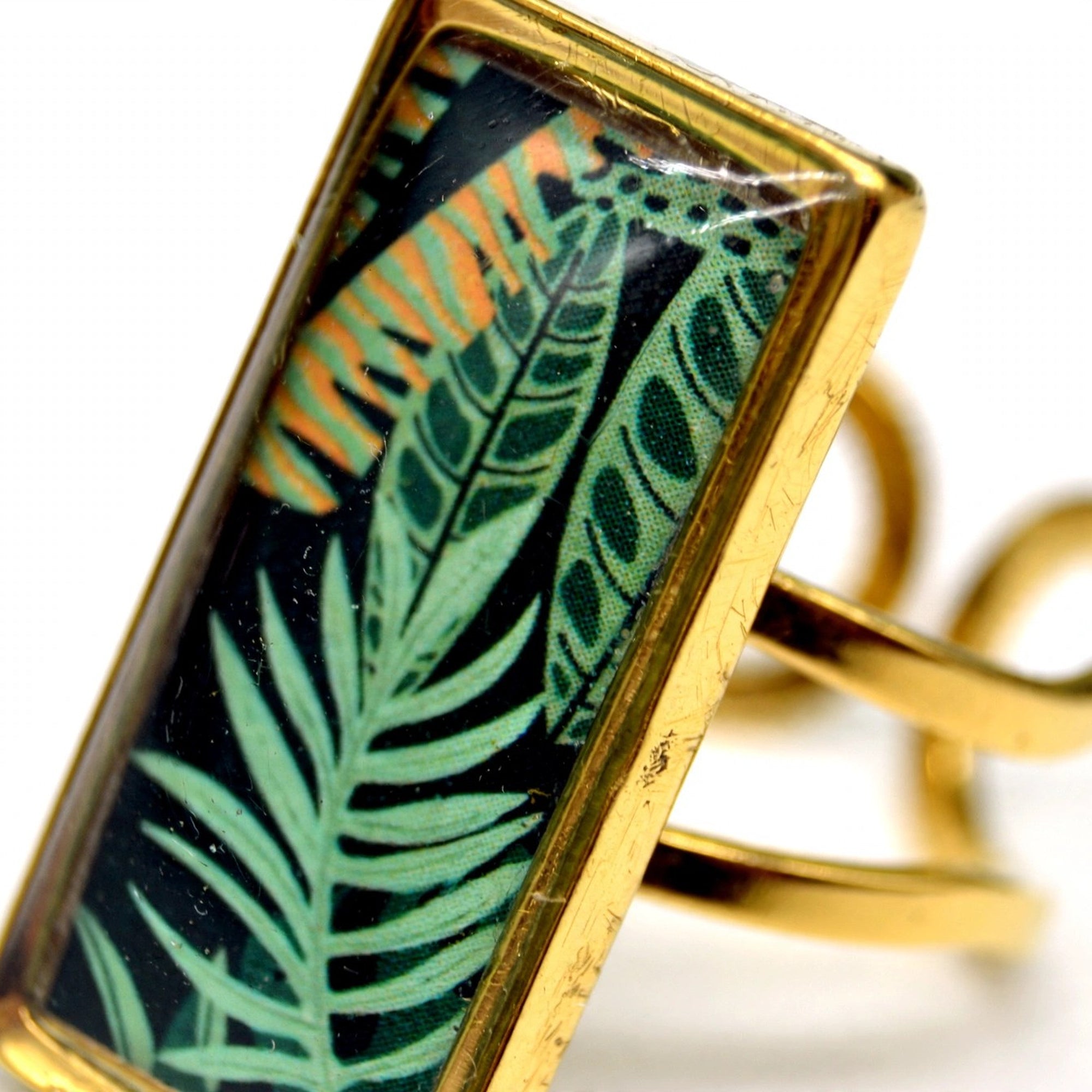 Bague rectangle Jungle dorée