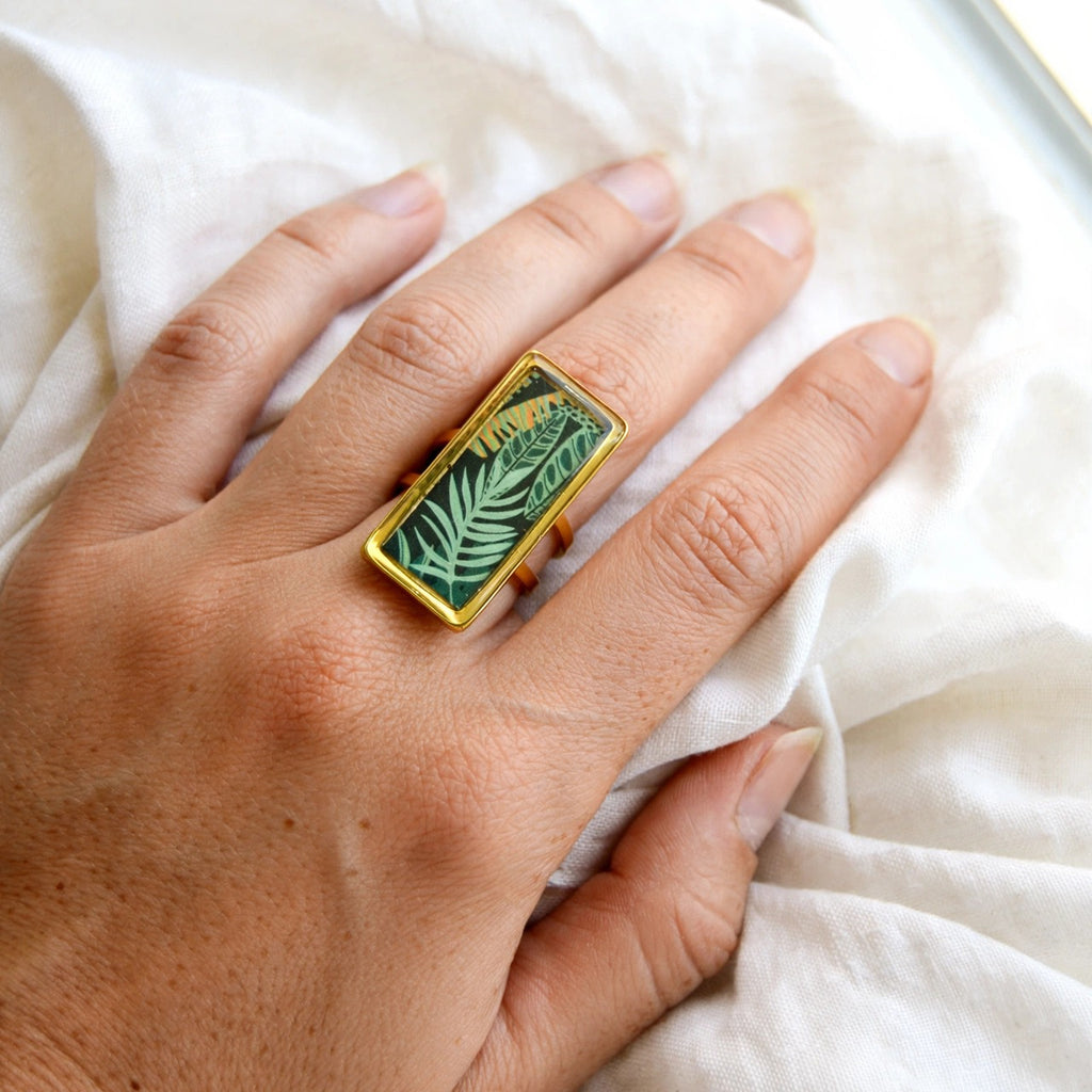 Bague rectangle Jungle dorée