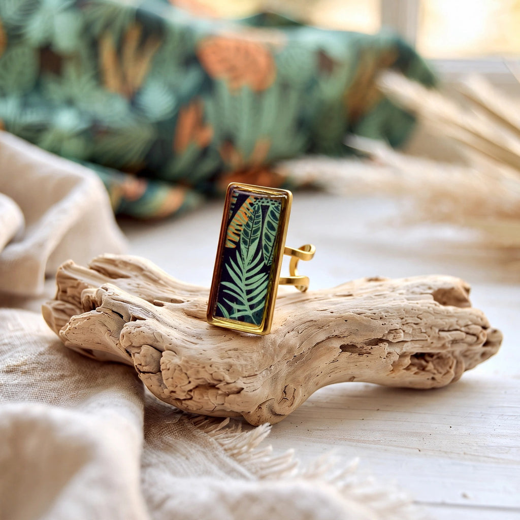 Bague rectangle Jungle dorée