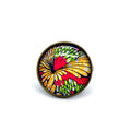 Bague wax fleurs vert, jaune et rose
