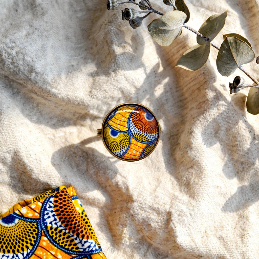 Bague wax orange et bronze