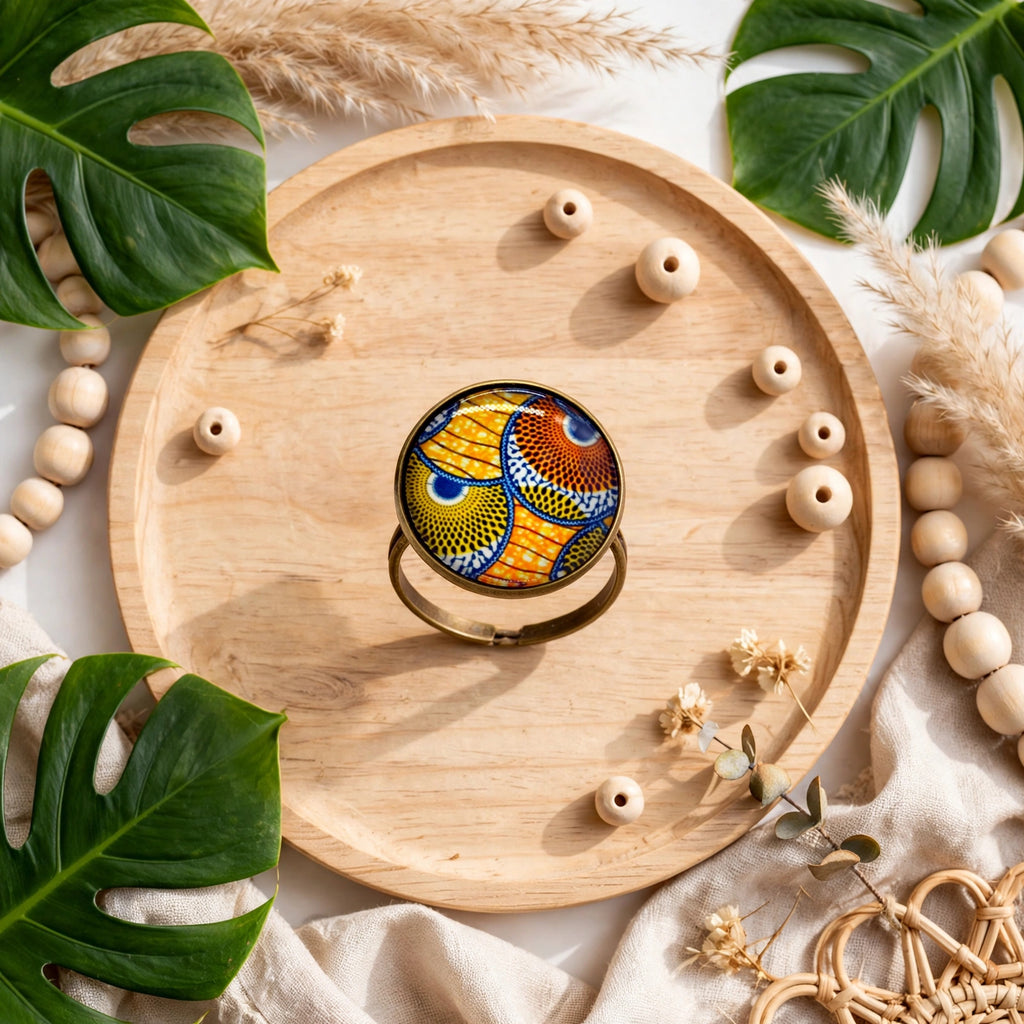 Bague wax orange et bronze