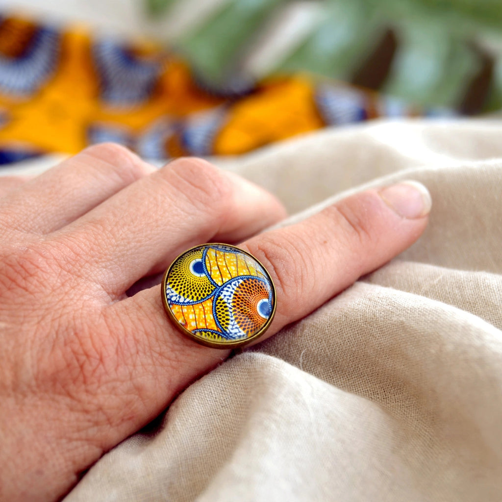 Bague wax orange et bronze