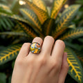 Bague wax orange et bronze