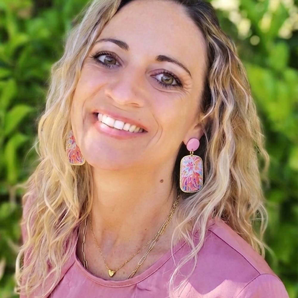 Boucles d'oreilles bordure dorée tropical pastel