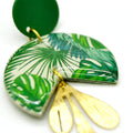 Boucles d'oreilles camembert monstera doré