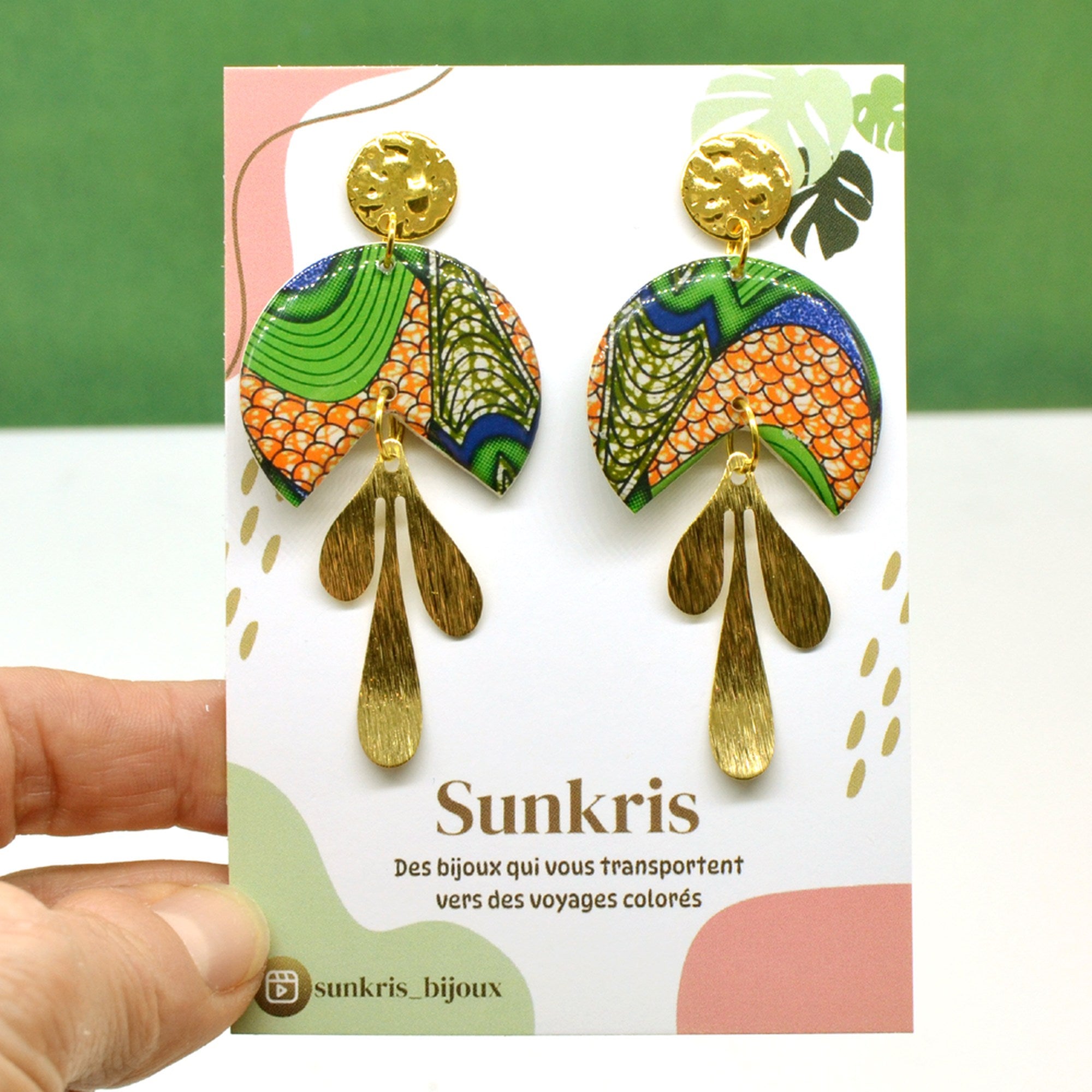 Boucles d'oreilles camembert wax doré