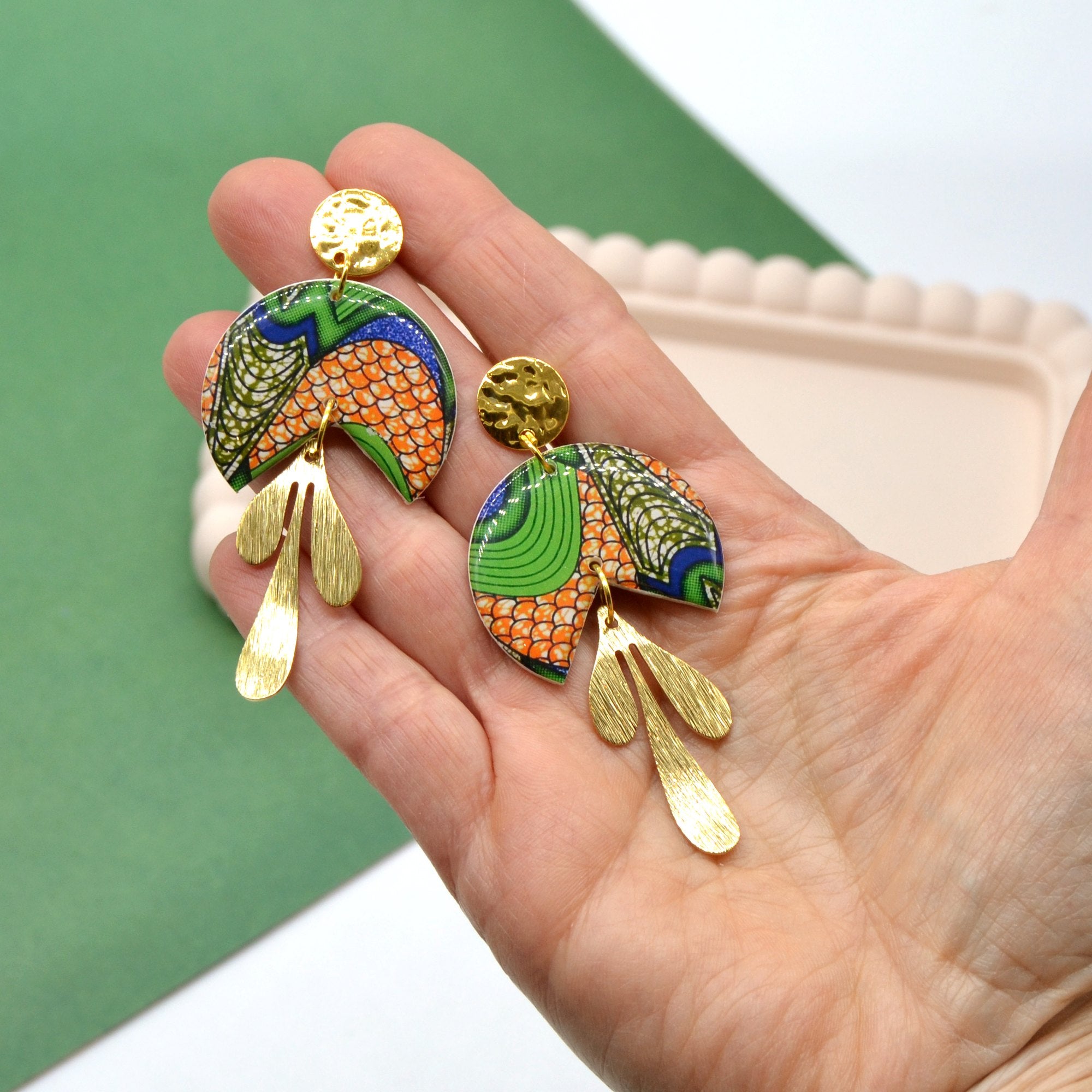 Boucles d'oreilles camembert wax doré