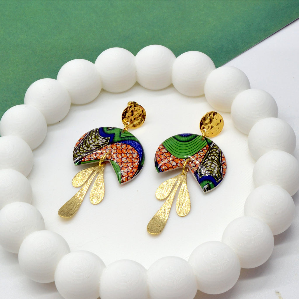 Boucles d'oreilles camembert wax doré