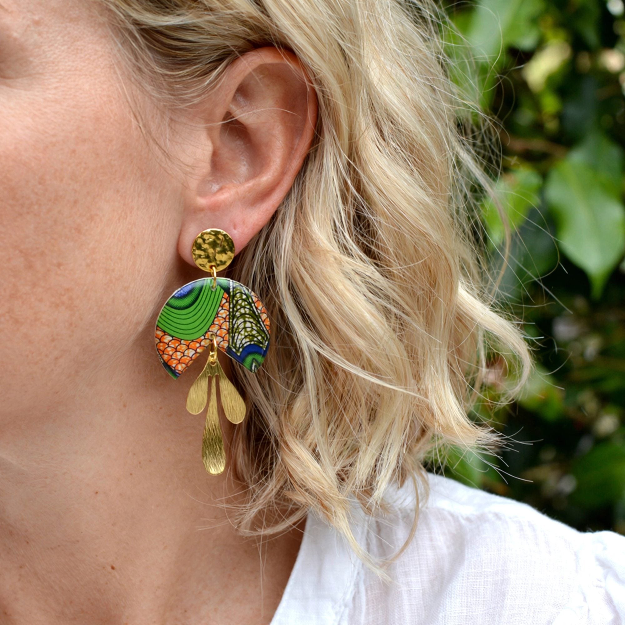 Boucles d'oreilles camembert wax doré