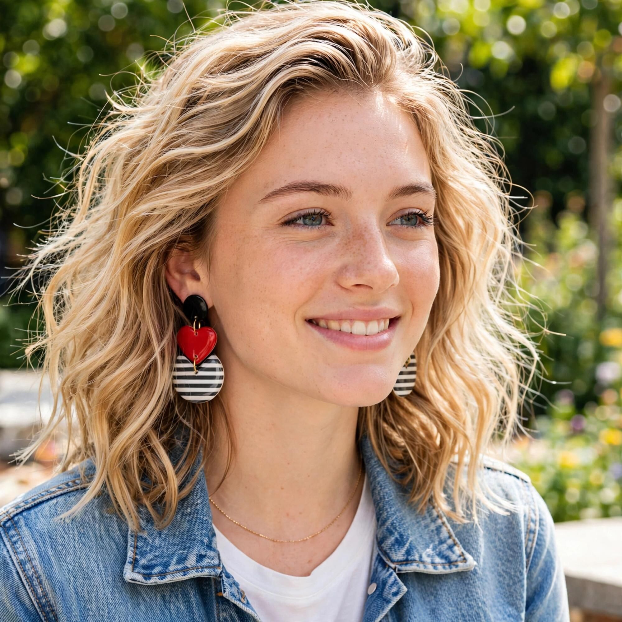 Boucles d'oreilles cœur rayures marinières