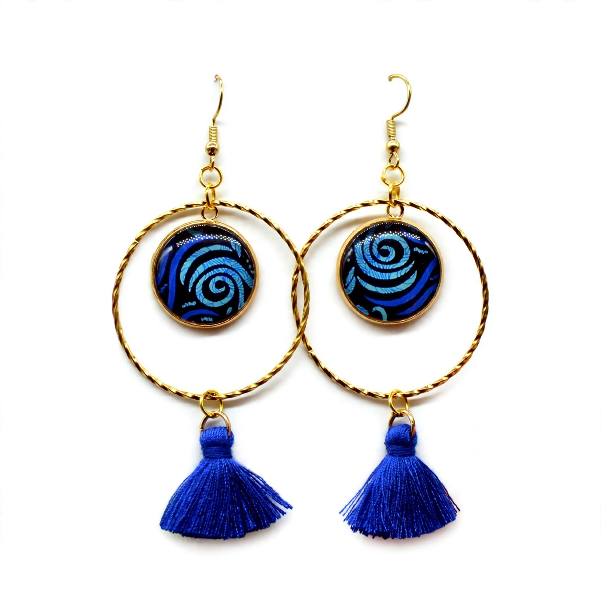 Créoles cabochon bleu