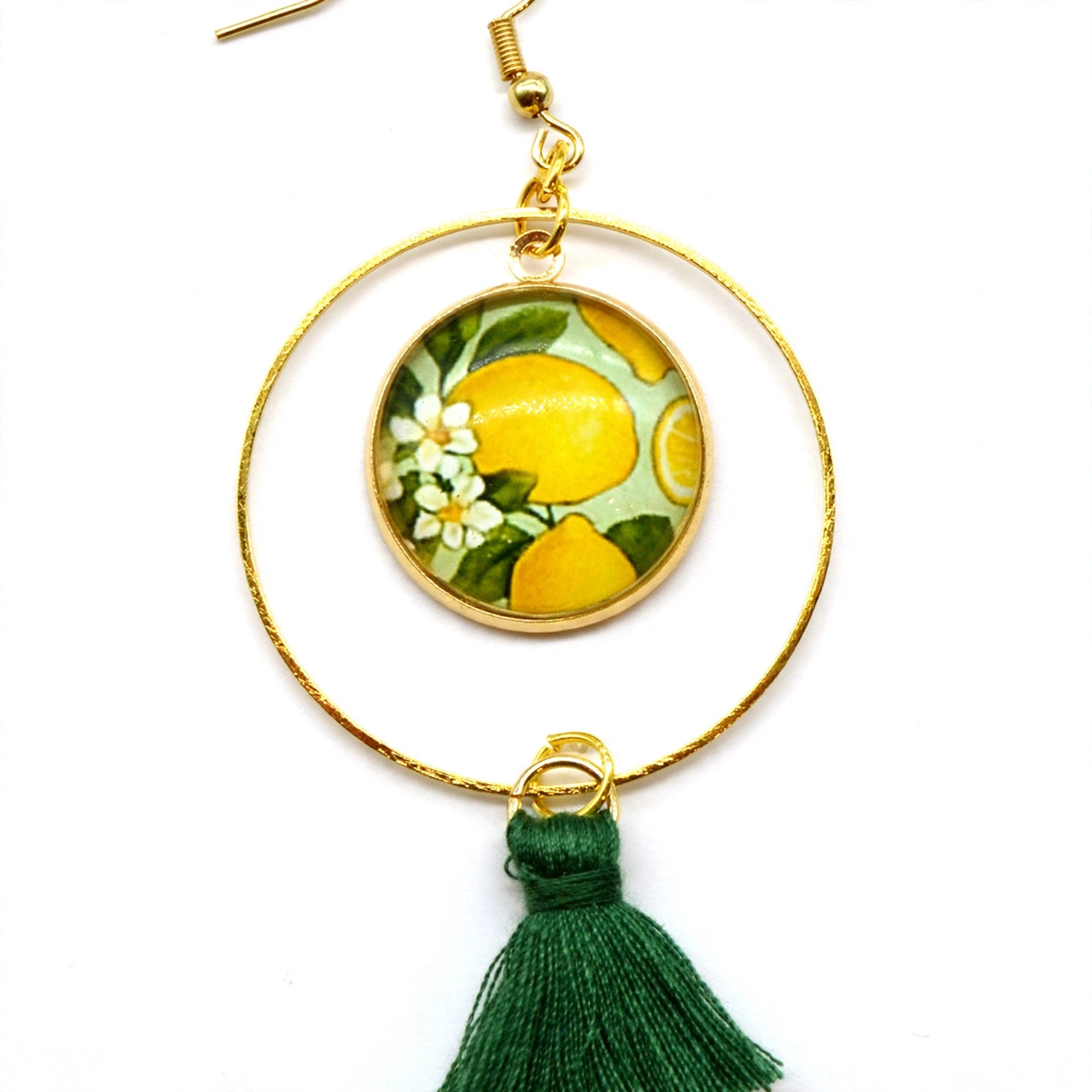 Créoles cabochon citron vert