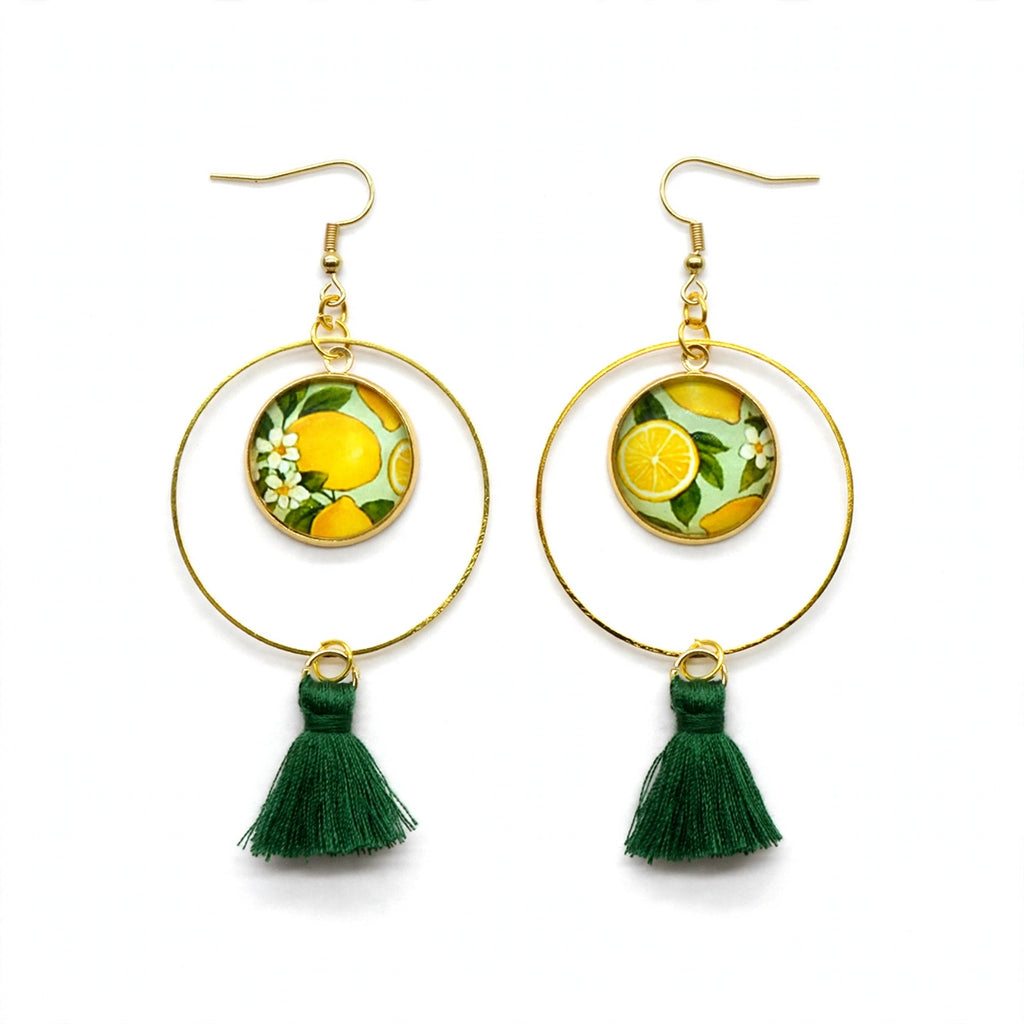 Créoles cabochon citron vert