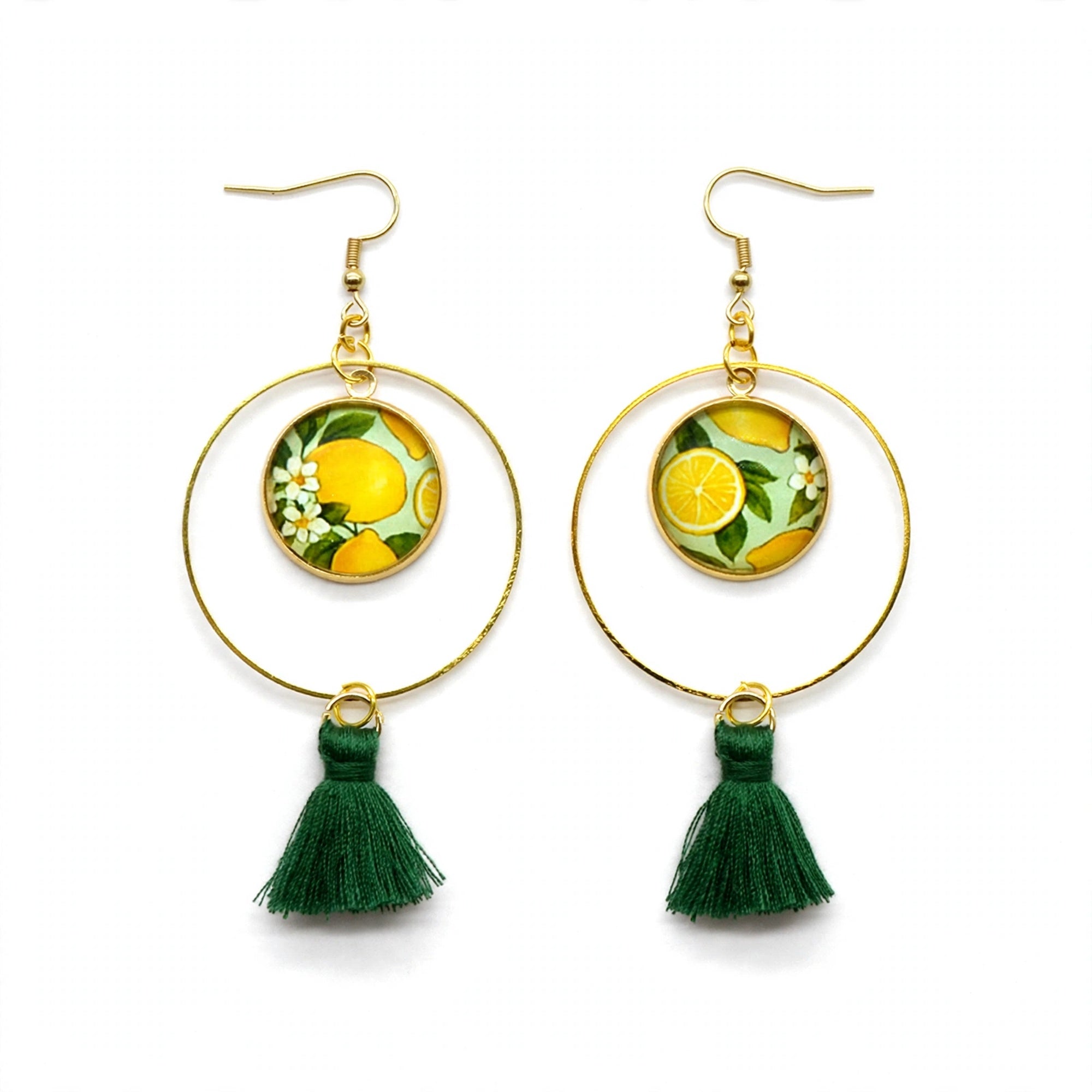 Créoles cabochon citron vert