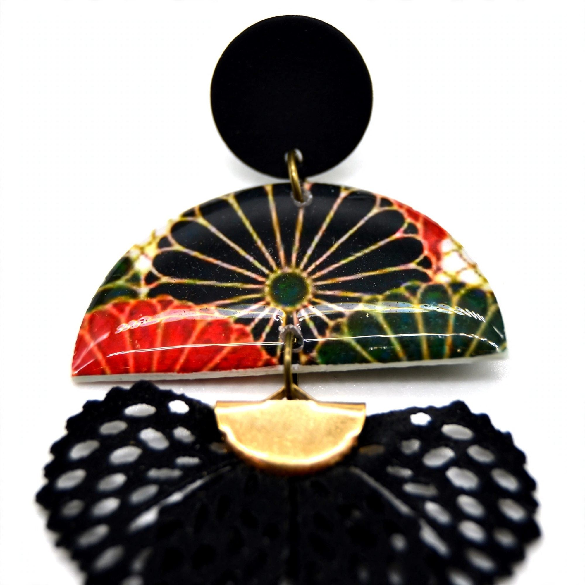 Boucles d'oreilles éventail japonais demi-lune