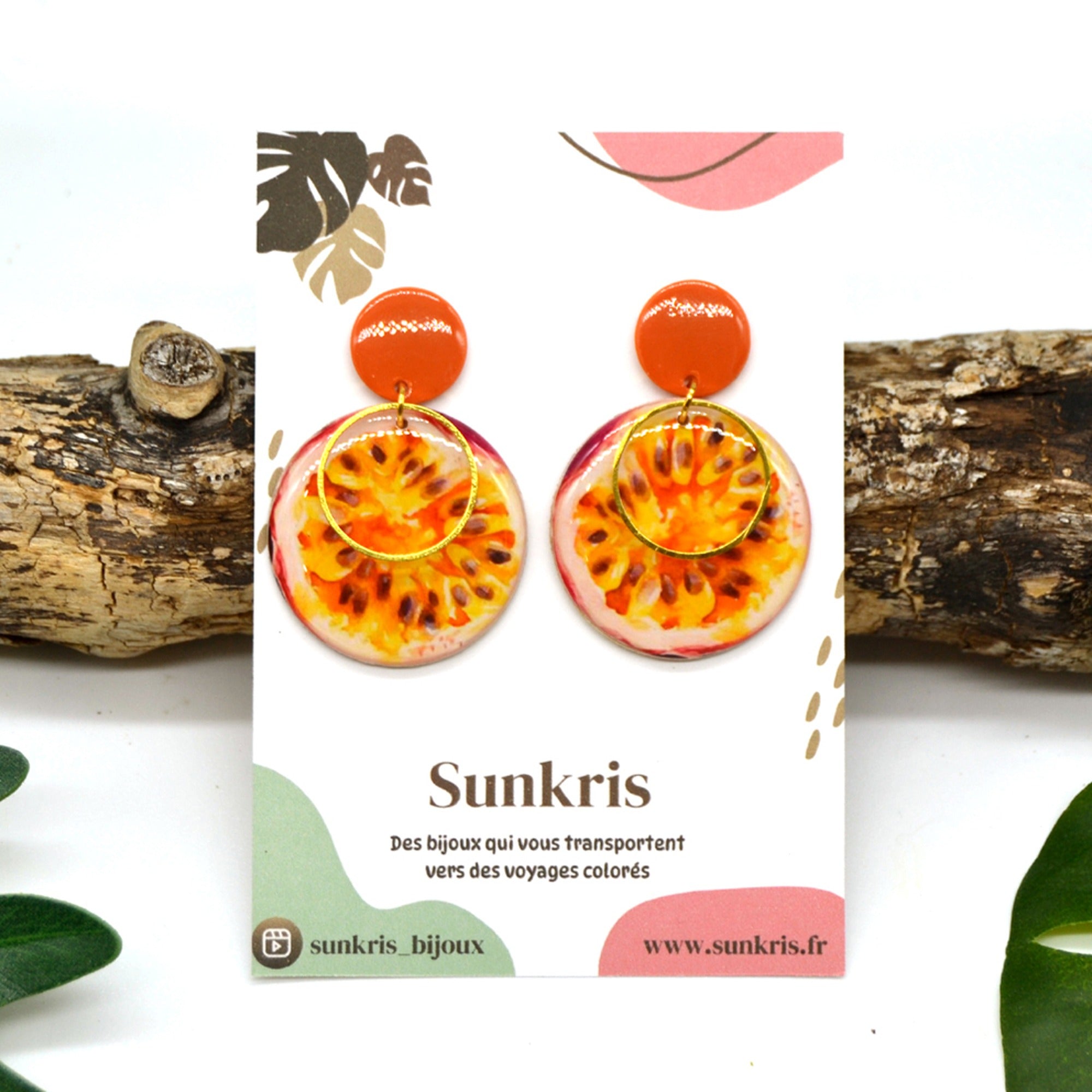 Boucles d'oreilles fruit de la passion