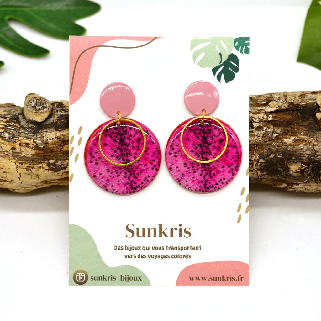Boucles d'oreilles fruit du dragon