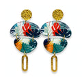 Boucles d'oreilles galet tropical monstera