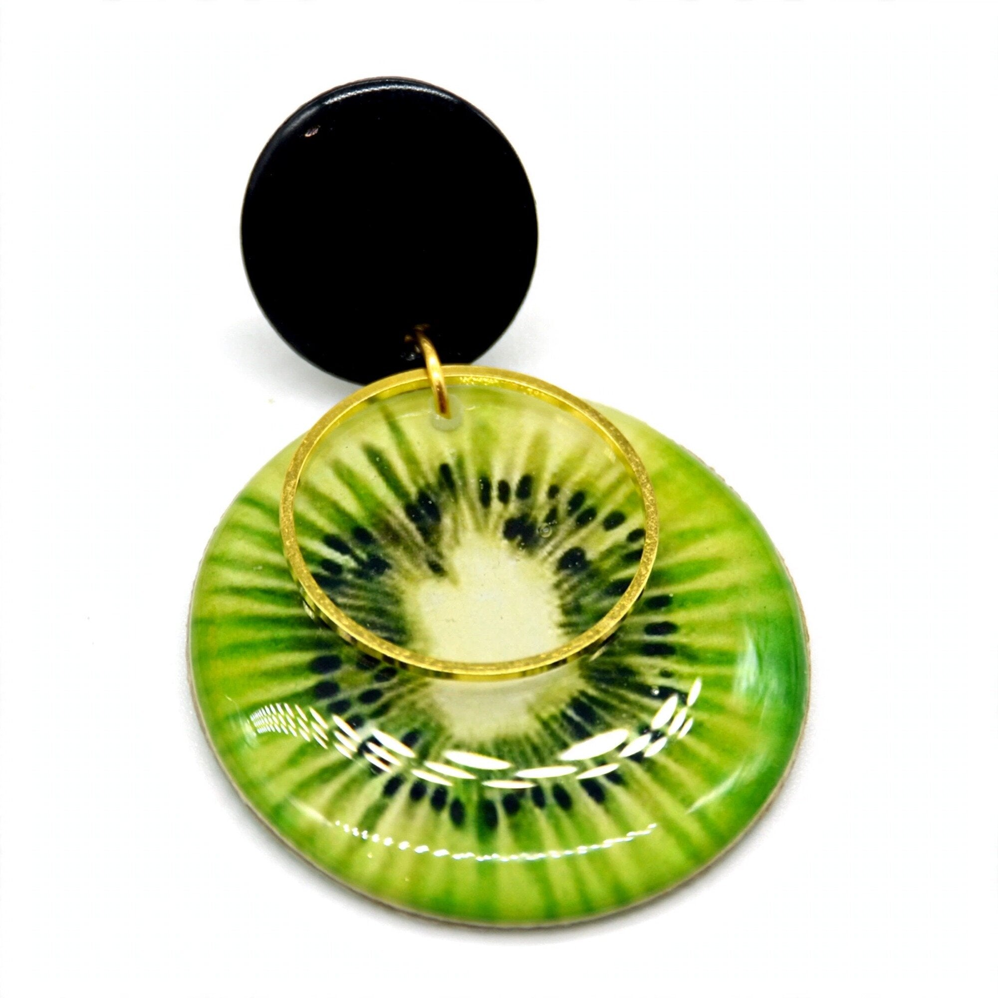 Boucles d'oreilles kiwi vert