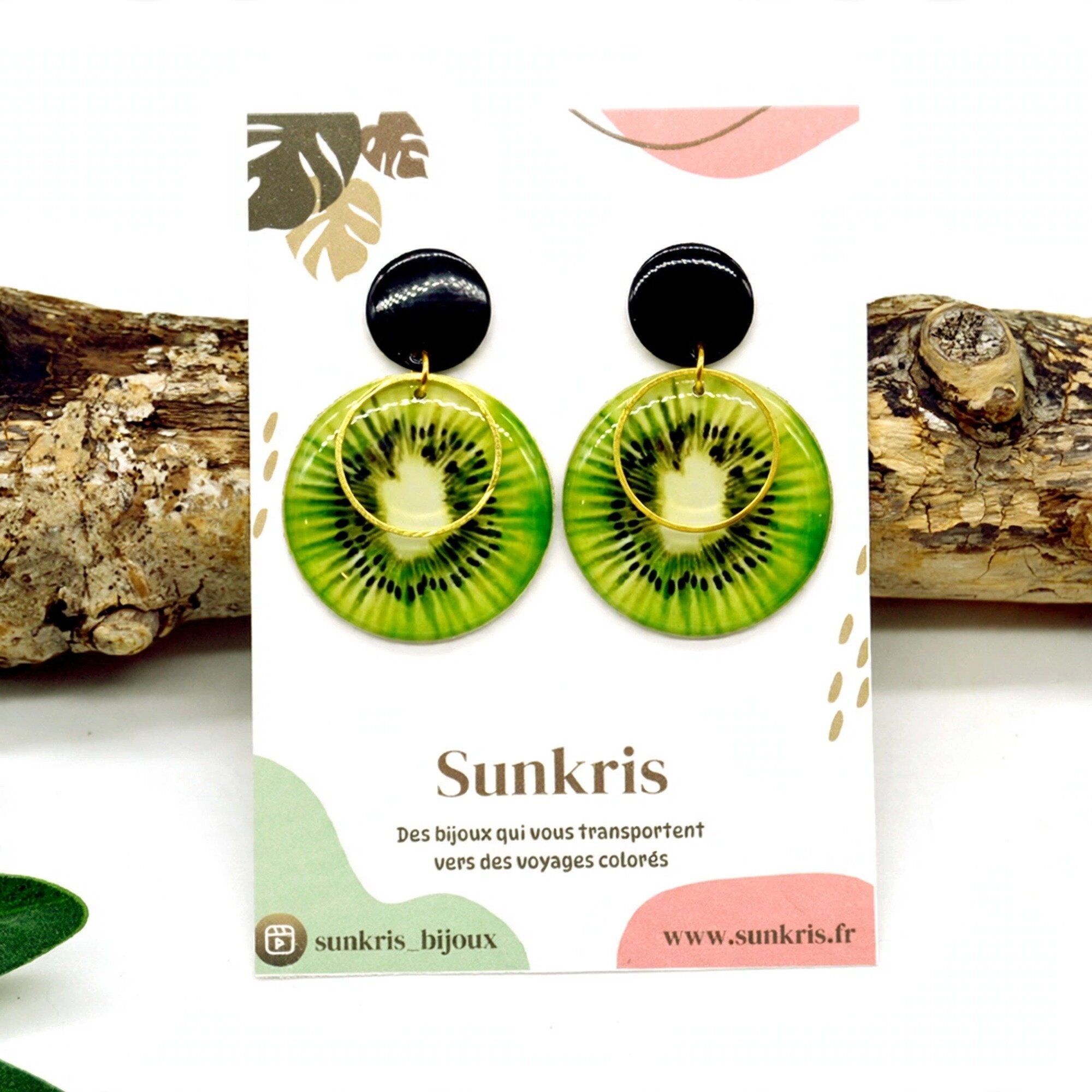 Boucles d'oreilles kiwi vert