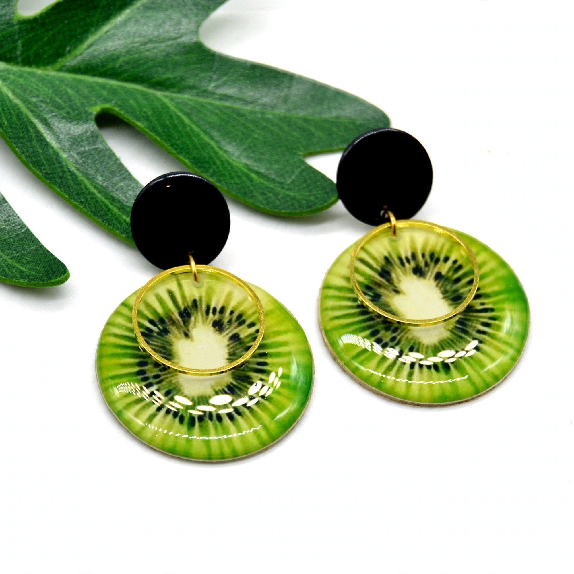 Boucles d'oreilles kiwi vert